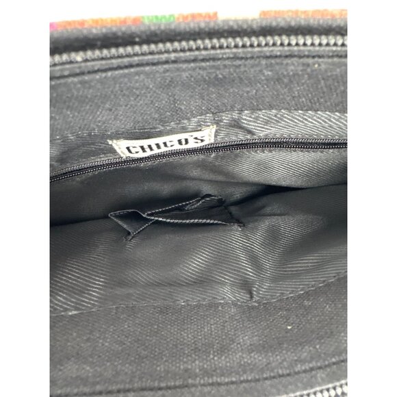 Chico's Handbag Satchel Purse with Bamboo Handles Wu Chi Yong Artwork - Picture 3 of 3